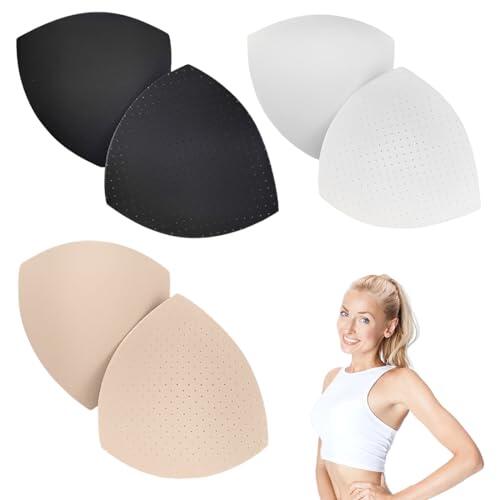 3 pares de almohadillas para sujetador, relleno sujetador, almohadillas sujetador, relleno sujetador push up, triangulares, transpirables, almohadillas extraíbles, para mujeres y niñas