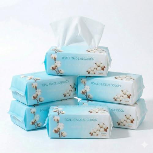 Toallitas Faciales Desechables 100% Algodón, Toallas Secas Limpieza Facial, Paños Desmaquillantes Secos y Húmedos, Toallitas Cara Sin Pelusa, Piel Sensible, 20 x 20 CM (360 Toallita / 6 Pack)