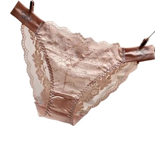 OATTIS 2 Piezas De Bragas De Bikini De Satén Y Encaje para Mujer: Lazo De Diamantes De Imitación, Ropa Interior Floral Transparente Y De Lujo,Color4,M40-50KG