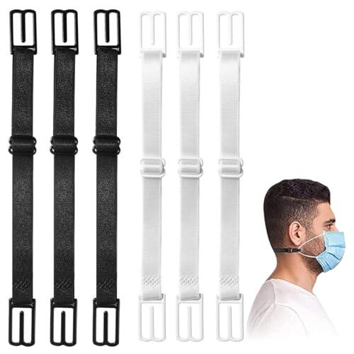 ZORTVUL 6 Piezas Soporte Elástico Para Máscara Tela Alivio Presión Orejas Nuca Cabeza Negro Blanco