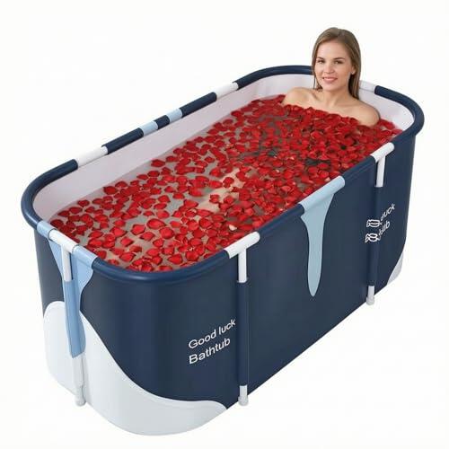 Spalivivre Bañera portátil de 140 cm x 60 cm x 55 cm, plegable para adultos, bañera de spa para el baño y la cabina de ducha