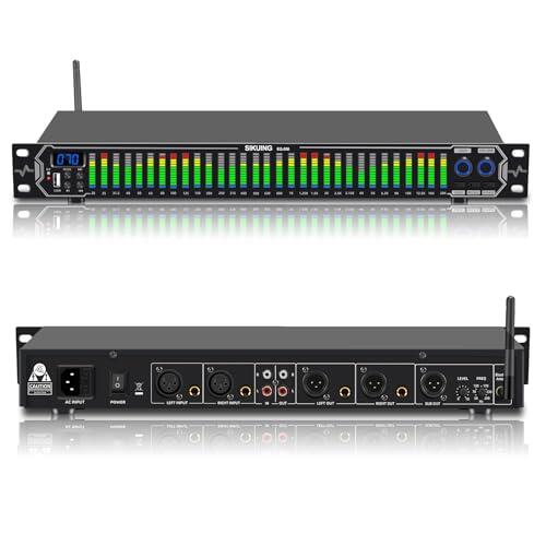 Ecualizador Digital de 31 Bandas, Pantalla LED de Espectro Musical,Doble Canal Estéreo con 10 Modos Preestablecidos,Bluetooth y USB,Función de Reducción de Ruido,Ideal para Hogar,Actuaciones en Vivo