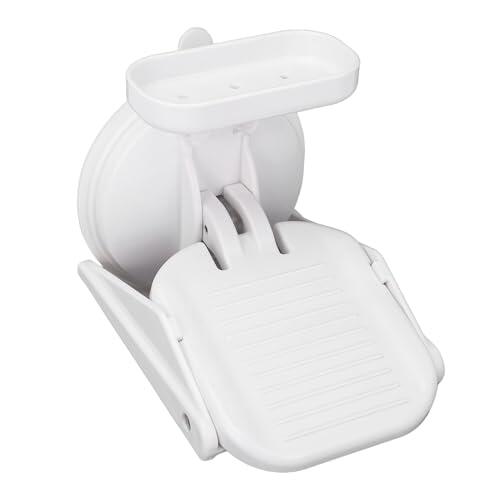 Dioche Taburete para Pies, Reposapiés para Ducha, Reposapiés para Afeitarse Las Piernas, Taburete para Pies de Baño Ajustable con Estante de Almacenamiento con Ventosa, No Requiere Perforación
