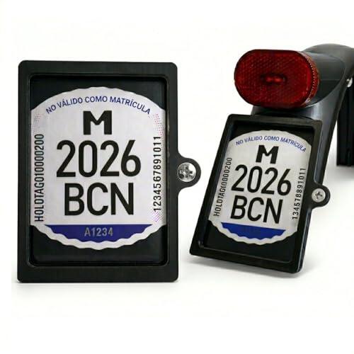 Portamatrícula para Patinete Eléctrico VMP con Tornillo de Seguridad, Soporte de Placa Identificativa para Guardabarros con Fijación por Tornillos o Adhesivo, Protector Transparente