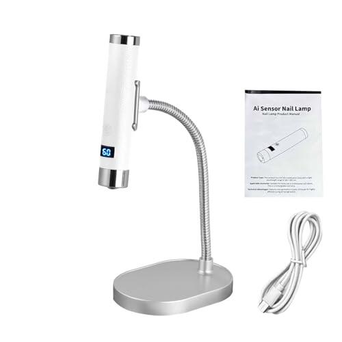 ZJchao Lámpara de Uñas Inalámbrica con Sensor Inteligente de IA, Secador Recargable de 800 MAh, Luz de Curado de Mano de Escritorio 2 en 1, Temporizador de 30 S, 60 S, Lámpara de (WHITE)