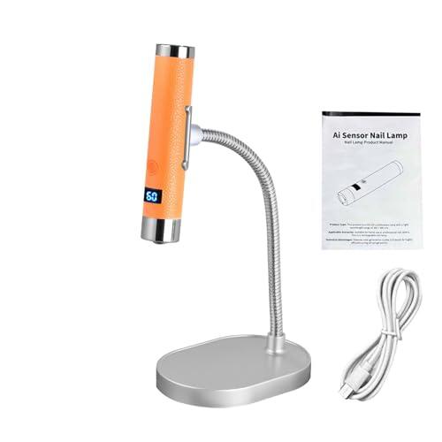 ZJchao Lámpara de Uñas Inalámbrica con Sensor Inteligente de IA, Secador Recargable de 800 MAh, Luz de Curado de Mano de Escritorio 2 en 1, Temporizador de 30 S, 60 S, Lámpara de (ORANGE)