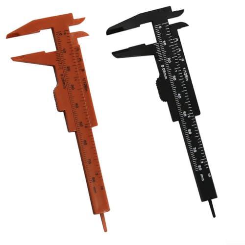 Calibre Vernier deslizante de plástico de 80 mm, herramienta de medición de bolsillo para grosor de joyas, manualidades, modelismo, regla de profundidad compacta (rojo negro)