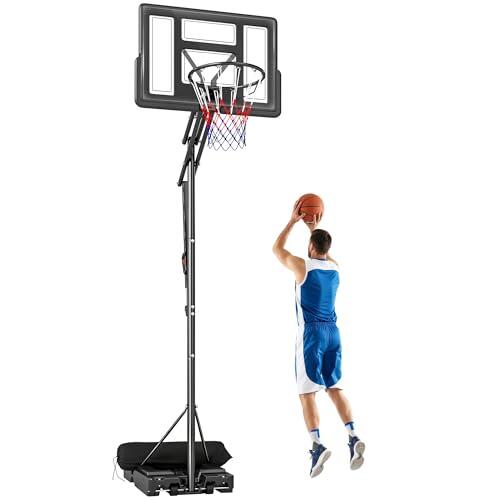 SPORTNOW Canasta de Baloncesto para Exterior, Altura Ajustable de 5 Niveles, 235-305 cm, Canasta de Baloncesto Portátil con Ruedas, Base Rellenable y Bolsa de Peso, para Adultos y Adolescentes