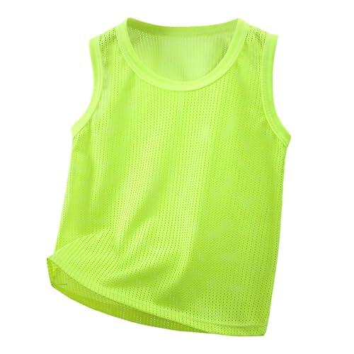 Camiseta sin mangas de verano para niños, camiseta de malla transpirable para niños, cómoda, deportiva, ropa activa para niños pequeños hasta adolescentes, verde, 3-4 años