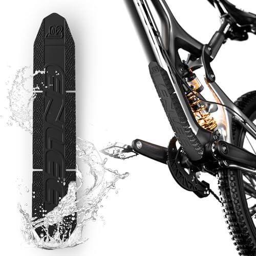 Desing Wish 1 Piezas Proteccion Cuadro Bici Silicona Adhesivo Antideslizante para Cadena y Tubo Inferior Lámina Protectora Resistente para MTB Bici Carretera E-Bike Accesorio Protección Negra