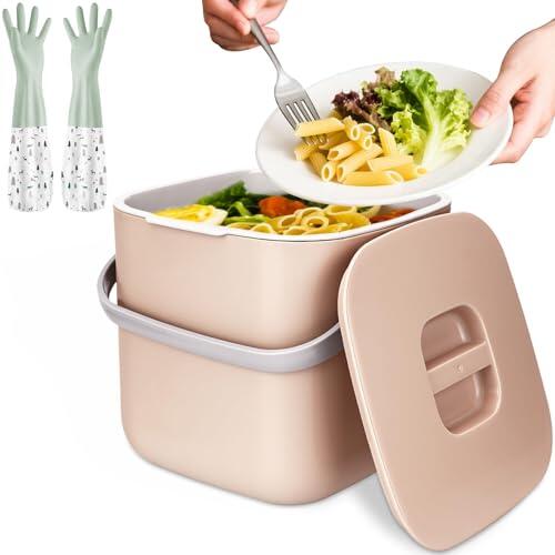 TEGOVE Cubo de Basura Orgánica para Cocina,Cubo de Basura de Residuos Orgánicos,Cubo de Compost de Cocina,con Tapa,Resistente a Olores,Interior Extraíble,Fácil de Limpiar - para Uso Diario