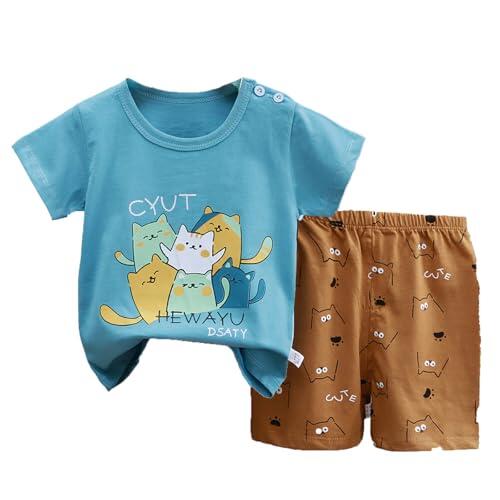 2 Piezas Traje Deportivo para Niños,Conjuntos de Pantalones y Camisetas niños Conjunto ropa infantil bebé Chándal manga corta Deportiva Moda festiva niño Primavera Verano # L