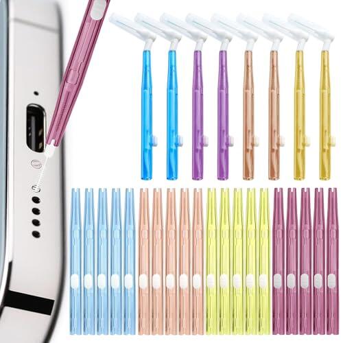 28 Pcs Kit Limpieza Movil Limpiador Puerto USB C Limpieza Movil Compatible con La Mayoría De Teléfonos Móviles, Ordenadores Portátiles Y Teclados (Amarillo Morado Azul Marrón)