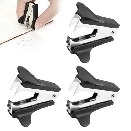 MUNZE 3 Piezas Quitagrapas, Metal Plástico, Para Oficina Escuela Hogar, Negro+Blanco