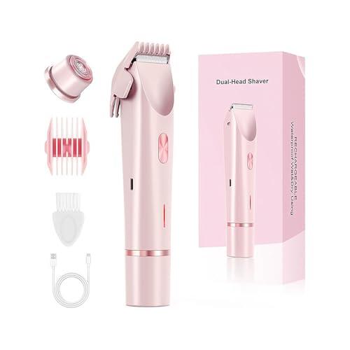 Ephra Afeitadora Mujer, Sanuvia Depiladora - Depiladora eléctrica recargable de doble cabezal para mujeres, afeitadora de cuerpo completo, uso húmedo y seco