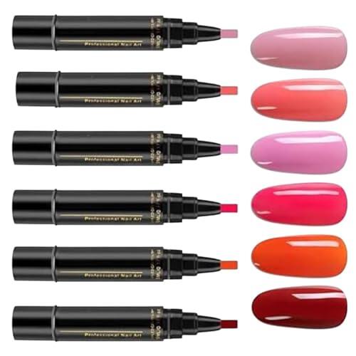 Rotulador De Esmalte De Uñas, 6 Bolígrafos De Esmalte De Gel De Secado Rápido, Capacidad Extra Grande, 8 Ml/botella, Manicura Para Salones De Casa, Práctica De Uñas, Adecuado Para Adultos Y Niños