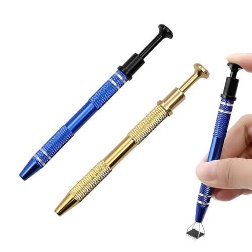 VBSJAH Alicates para bolas de perforación,2 Alicates para Piercings de Acero Inoxidable, Herramienta de Perforación con 4 Garras para Bolas y Piedras, Dorado y Azul
