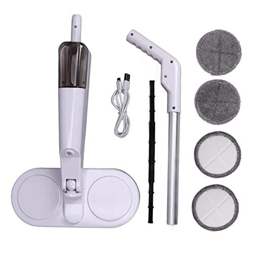 Haofy Trapeador Eléctrico Inalámbrico Rotación de 1000 RPM Batería de Litio de 2000 MAh Limpiador de Pisos de Doble Uso en Seco y Húmedo para Baldosas de Madera Duración de 60 Minutos Eliminación de