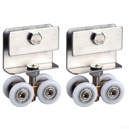 Juego de 2 rodillos de polea colgantes de cuatro ruedas con núcleo de cobre para puertas correderas de baño y ducha con ruedas de nailon