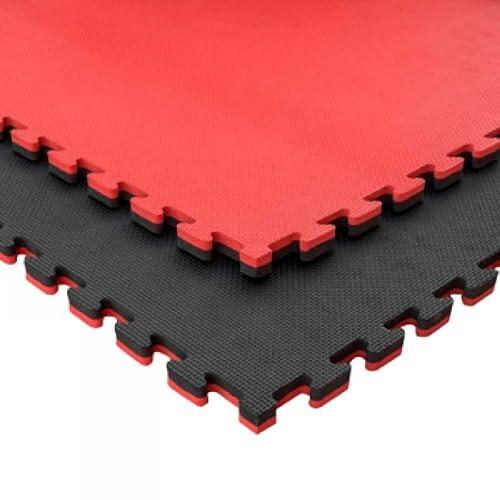 Tatami – Suelo de Tatami Profesional para Artes Marciales, CrossFit, Gimnasios y Entrenamiento Funcional (Rojo y Negro, 20 MM)