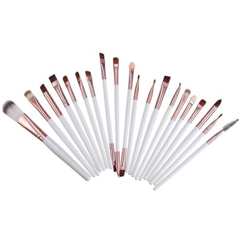 VINTORKY Juego de 20 Brochas de Maquillaje Cosmético Mango de Madera, Set Completo para Rostro, Ojos y Labios, Sintéticas Suaves para Aplicación en Polvo y Crema, Adecuado para Uso Diario