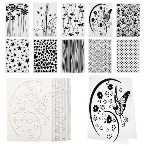 BXUUXA 10 Piezas Carpetas de Relieve de Plástico,Plantilla de Repujado Carpeta de Embossing Plantilla de Repujado de Plástico para DIY Scrapbooking Invitaciones Álbum de Fotos Creación de Tarjetas