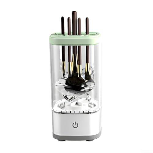 Limpiador de brochas de maquillaje eléctrico de alta velocidad a 8000 RPM con soporte de silicona compatible con múltiples tamaños de cepillo para una limpieza profunda en minutos (blanco)