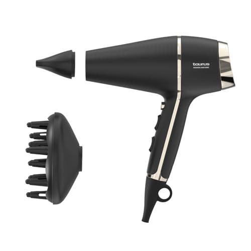 Taurus – Secador pelo Fashion 2400 Ionic | 2400W | Motor profesional AC | Antiencrespamiento | 6 ajustes velocidad/temperatura | Gran caudal de aire | Aire frío | Accesorios: concentrador y difusor
