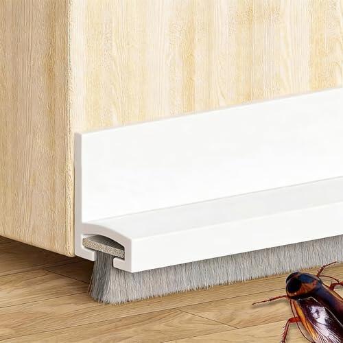 200cm Blanco Burlete Bajo Puerta,Autoadhesivo Burlete Ventana,WideSmart Junta de Cepillo,Ajustable Tira de Sellado para Antipolvo, Aislamiento Acústico, Viento, Agua e Insectos