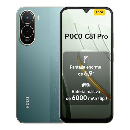 XIAOMI POCO C81 Pro Smartphone 4+256 GB, Batería de 6000 mAh, Pantalla inmersiva de 6,9", Teléfono con diseño Elegante y Refinado, Cámara Dual AI de 13 MP, Verde, 1 año de garantía Adicional