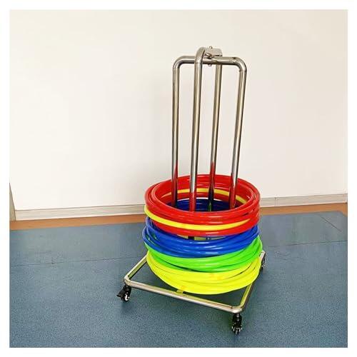Estante de almacenamiento portátil para fitness, carrito extraíble para organización de equipos deportivos y uso doméstico que ahorra espacio