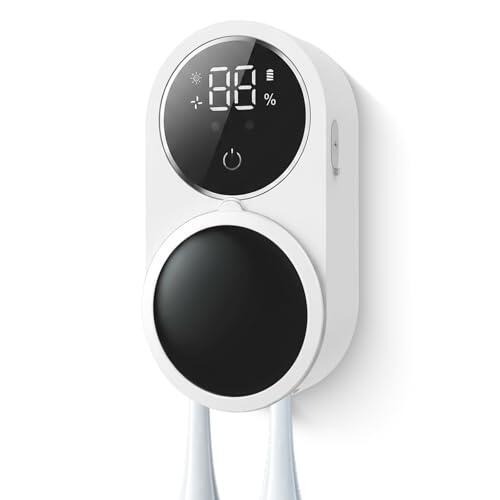 Trywise Soporte Cepillo Dientes Eléctrico - Organizador de Pared con Secado y Desinfección UV, Portavasos Sin Taladro, 2 Ranuras para Baño Familiar