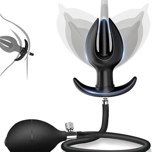 QiKKago Dispositivo Inflable De Silicona De Flores De 3 PéTalos con Bomba, Base Doble, Silicona Suave, TamañO Ajustable +Y