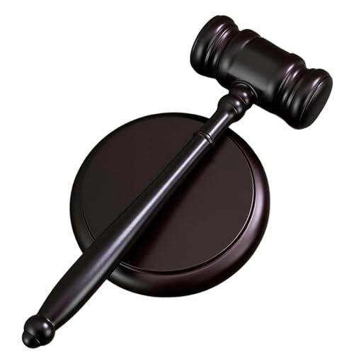 Eulihent Juego Martillo de Juez Madera con Base y Bloque Sonido Mazo Juez Martillo de Subasta para Abogados Jurados Conferencias y Eventos Oficiales (Version B)