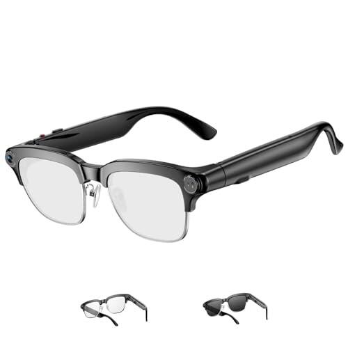 TOOBUR Gafas inteligentes AI con cámara 8MP, video HD 1080P anti-vibración, traducción en tiempo real y asistente de voz, llamadas por Bluetooth y audio de oído abierto para vlogs, viajes y reuniones