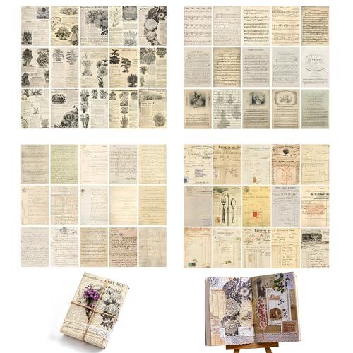 120 hojas de papel de scrapbooking vintage, papel creativo para decoupage, papel de manualidades 4 estilos, papel de scrapbook, papel de diseño para DIY Journal, scrapbook, diario, cuaderno, 20 x 14