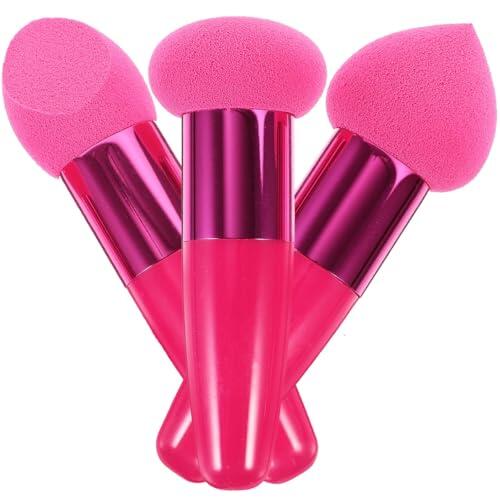 ABOOFAN Set de 3 Brochas y Esponjas para Base de Maquillaje Mango Ergonómico, Ideales para Maquillaje Húmedo y Seco, Accesorios Cosméticos para Uso Personal