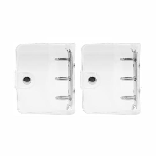 2 mini fundas de carpeta de 3 anillas, cubierta transparente A8 de PVC suave, protector de carpeta de hojas sueltas, carcasa recargable con cierre de botón a presión para carpetas de cuadernos de