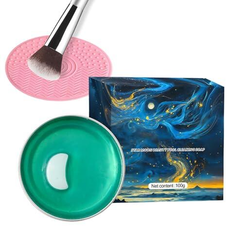 Limpiador de Brochas de Maquillaje en Gel - Barra de 100 g con Esterilla Profesional | Jabón Sólido Limpiador para Maquillaje | para Mujeres, Uso Diario en Casa, Viajes, Camping y Sombras de Ojos