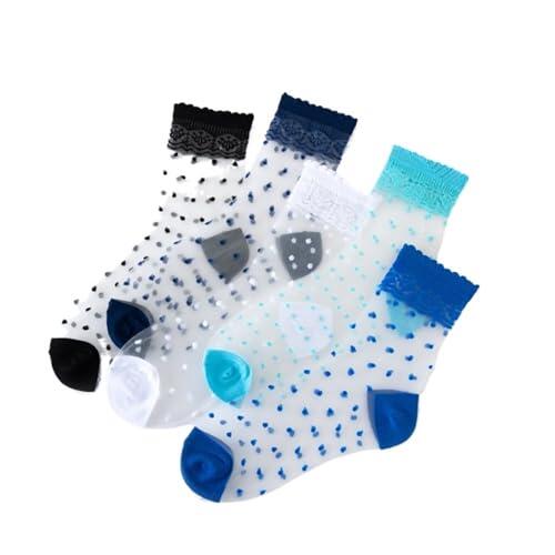 ROEUIPG Calcetines Transparentes Para Mujer 5 pares de calcetines de encaje for mujer, sexys, transparentes, finos, antideslizantes, hasta el tobillo, for verano(Color2)