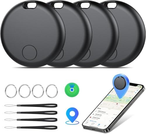 Smart Tracker Tags 4 Pack, Localizador de Objetos Bluetooth Finder, Compatible con Buscar Apple (sólo iOS), 365 días de Uso, Baterías Reemplazo, Buscador para Llaves/Carteras/Equipajes