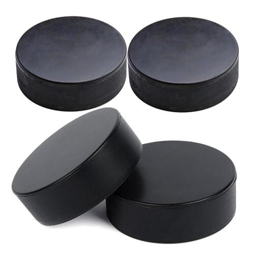 Ice Hockey Puck 4-Pack - 3" Official Regulation Size Training Pucks, 1" Thickness Lightweight PU Equipment, Durable Practice Pucks | Indoor Roller Hockey Gear, Driveway Sport Supplies For Kids And Adu