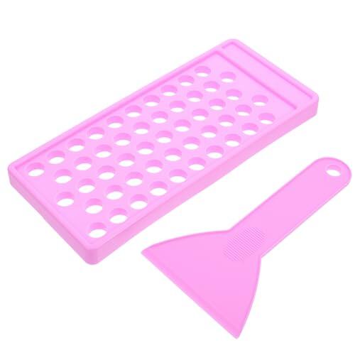 DINHEAROM Kit de Moldes para Bálsamo Labial Casero, Bandeja Pp Morada de 50 Agujeros Espátula y Rasqueta, Herramienta para Relleno y Mezcla DIY de Bálsamo Labial de 5 G, Suministros