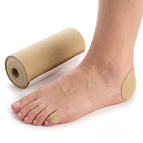 KMINA Rollo Moleskin Beige, Acolchado Adhesivo Recortable para Pies y Calzado, Algodón 100% Terciopelo, Reduce Roce y Presión, 3 m x 25 cm, Uso Diario