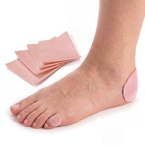 KMINA Moleskin Multiusos (4 Unidades), Acolchado Adhesivo Semielástico Recortable para Pies 1,5 mm, Algodón 100% Terciopelo, Reduce Roce y Presión, Rosa, 10x7 cm