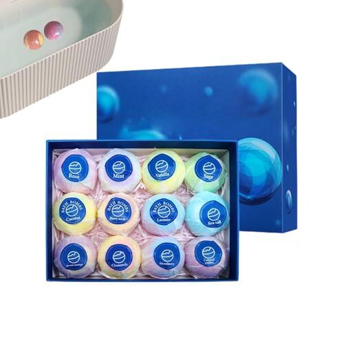 Bolas de Baño Artesanales,Pack de 12 Unidades, Suave Refrescante con Aromas - Bolas de Baño Burbujeantes para Niños y Niñas | Ducha Bañera Regalos para Niños Niñas Cesta San Valentín Cumpleaños