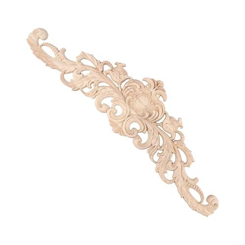ZEROUPSHOP Apliques de madera tallada sin pintar para decoración de muebles, calcomanía de moldura floral tallada a mano para pared, puerta, gabinete, espejo, decoración para el hogar, 60 x 17 x 1,2
