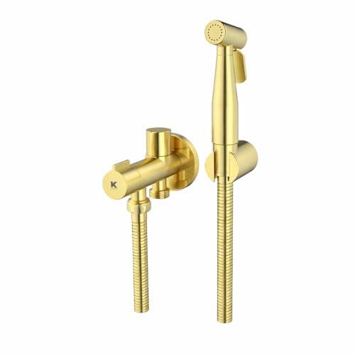 KÄLLA - Grifo Higiénico Empotrado con Ducha Bidet Negra para Inodoro Baño Japonés Bidet Sprayer Manguera Metálica Sistema Antifugas Sustituto de Bidet