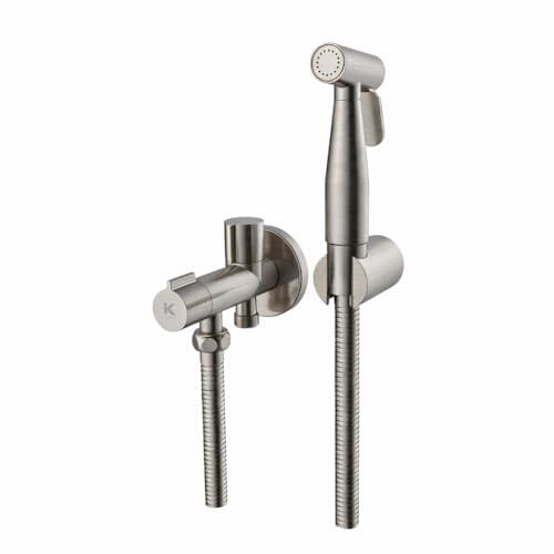 KÄLLA Grifo Higiénico Empotrado con Ducha Bidet Negra para Inodoro Baño Japonés Bidet Sprayer Manguera Metálica Sistema Antifugas Sustituto de Bidet