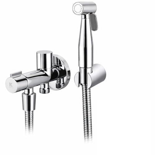 KÄLLA - Grifo Higiénico Empotrado con Ducha Bidet Negra para Inodoro Baño Japonés Bidet Sprayer Manguera Metálica Sistema Antifugas Sustituto de Bidet